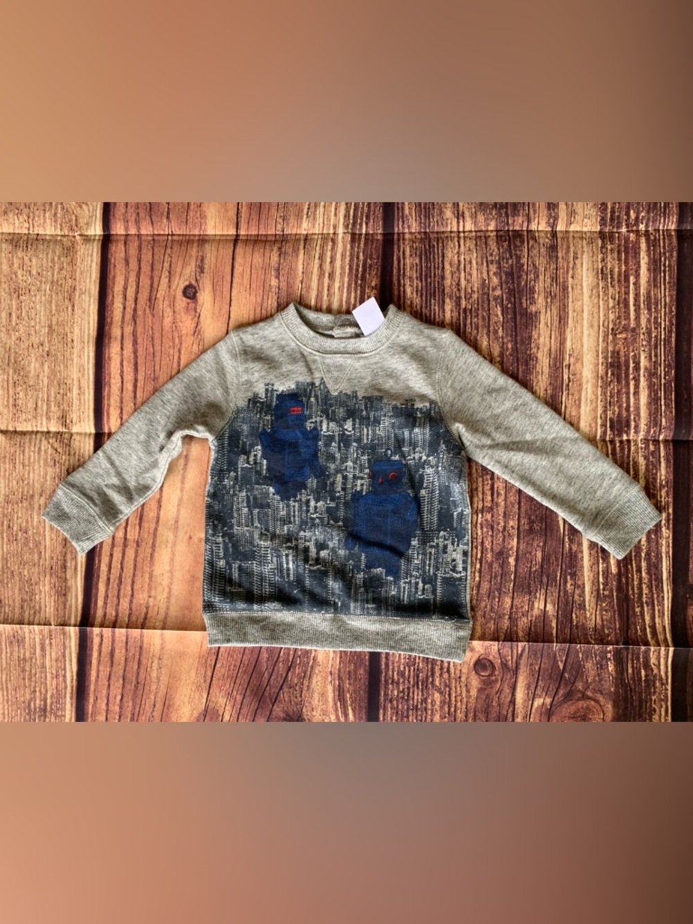 NWOT Joe Fresh Baby Boy’s Long Sleeve Gray “Robots” Pullover Sweatshirt 12-18M